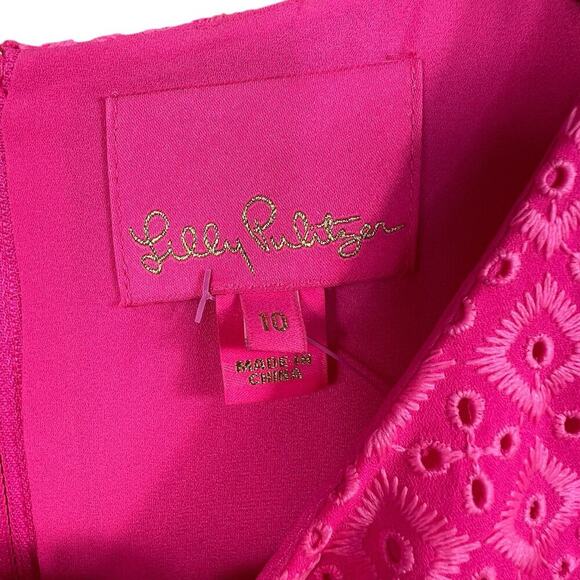 Lilly Pulitzer Fluorescent Neon Pink Aisha Romper Size 10 NWT Shorts Under Dress - Picture 10 of 16